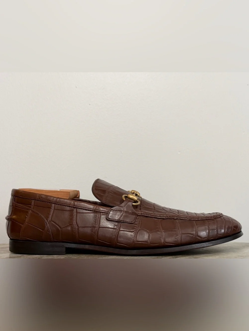GUCCI JORDAAN CROCODILE LOAFERS BROWN HORSEBIT 1953 9 /  9.5 US  $4500 ALLIGATOR